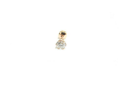 18K Pink Gold diamond earring!!（1粒玉のダイヤモンドピアス 